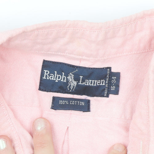 Ralph Lauren Men's Pink Long Sleeve Cotton Polo Shirt Size 16