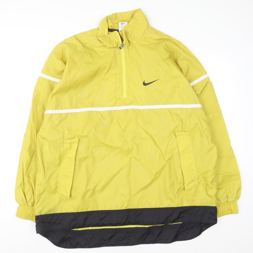 Nike Womens Yellow L Windbreaker Reflective 1/2 Zip Sports Jacket