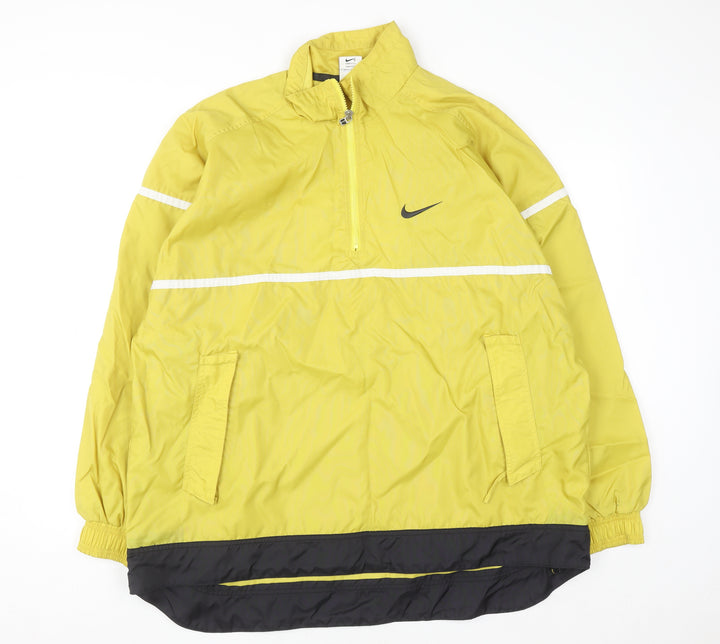 Nike Womens Yellow L Windbreaker Reflective 1/2 Zip Sports Jacket
