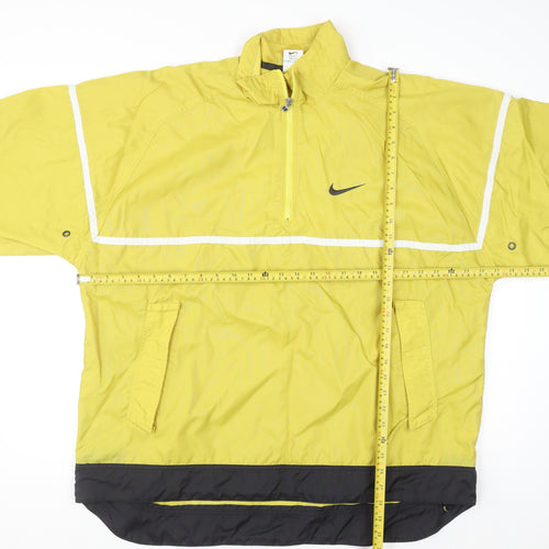 Nike Womens Yellow L Windbreaker Reflective 1/2 Zip Sports Jacket