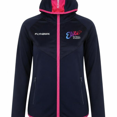 Flyhawk Womens Blue Track Jacket Size 12 Hooded Full Zip Netball Activewear