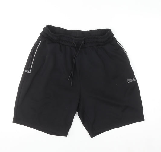 Everlast Men's Black L Sweat Shorts Elastic Waist Zip Pockets