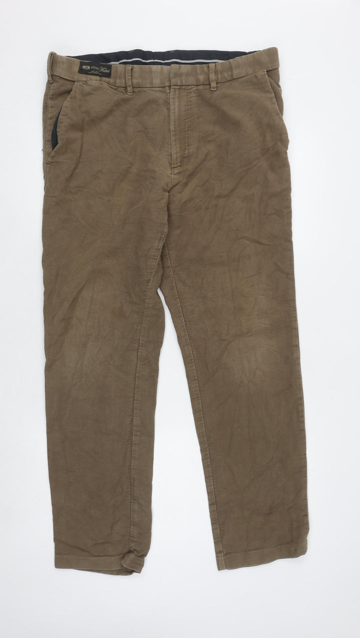 Marks and Spencer Men's Brown Regular Fit Chino Trousers 36W 31L
