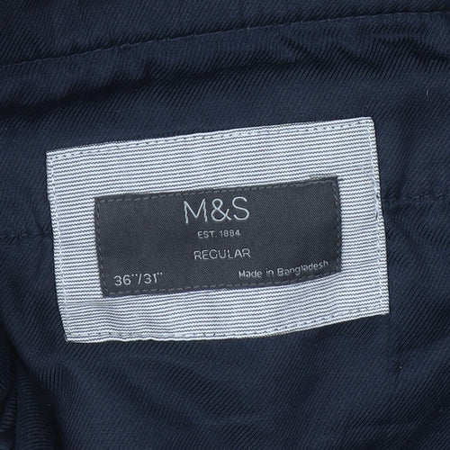 Marks and Spencer Men's Brown Regular Fit Chino Trousers 36W 31L