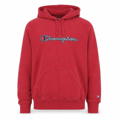 Champion Men's Red Pullover Hoodie L Logo Embroidered Sportswear