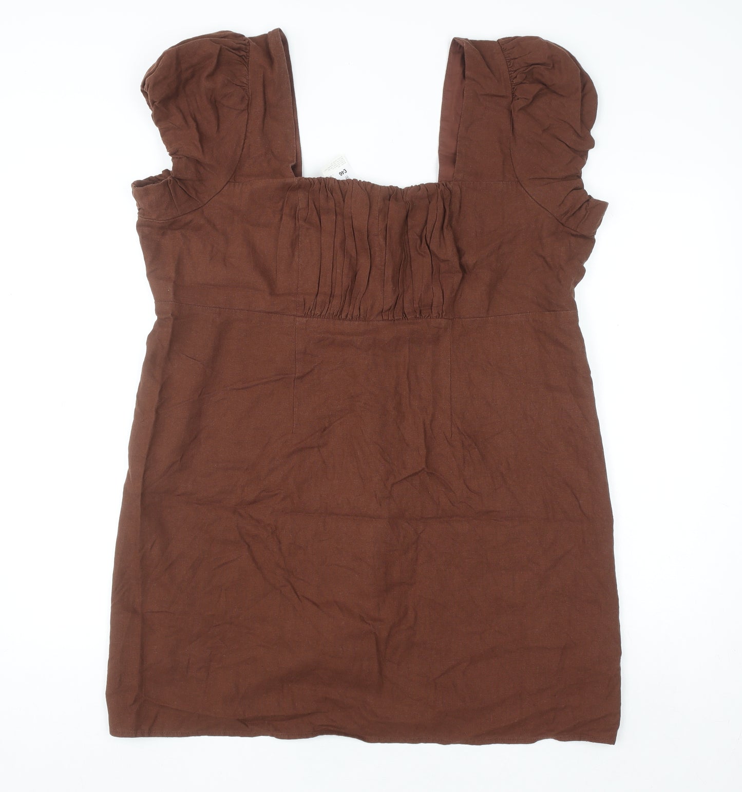 Marks and Spencer Women Brown Linen Viscose Tunic Blouse Size 20
