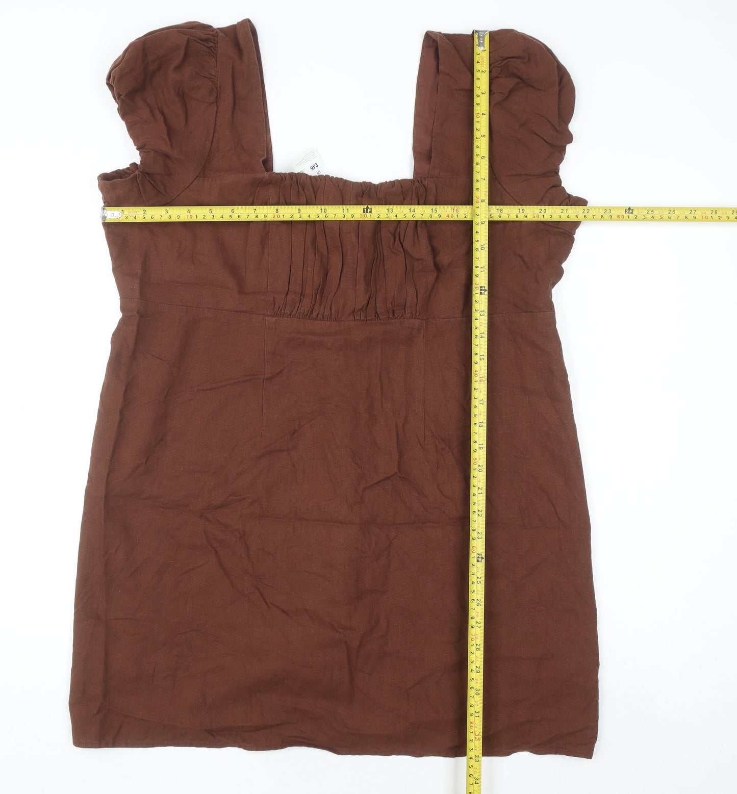 Marks and Spencer Women Brown Linen Viscose Tunic Blouse Size 20