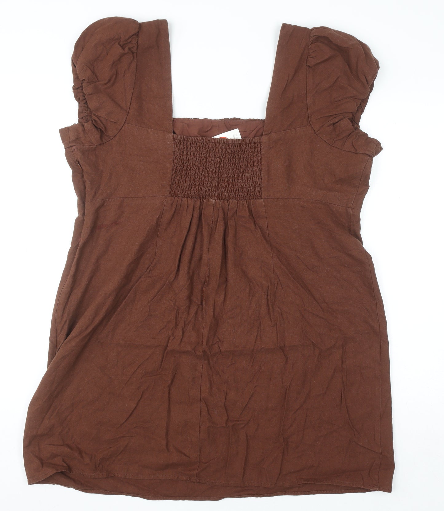 Marks and Spencer Women Brown Linen Viscose Tunic Blouse Size 20