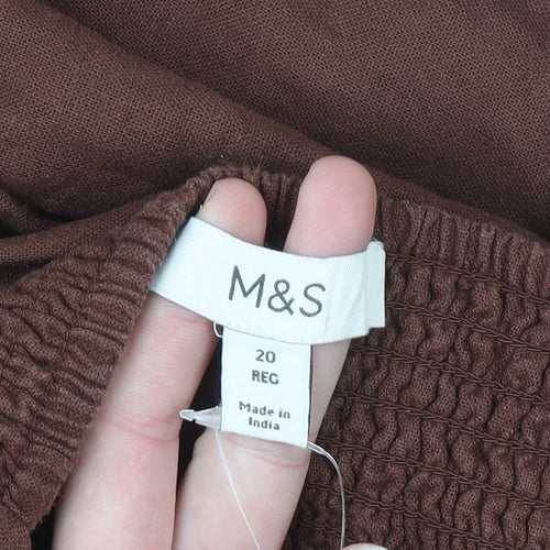Marks and Spencer Women Brown Linen Viscose Tunic Blouse Size 20