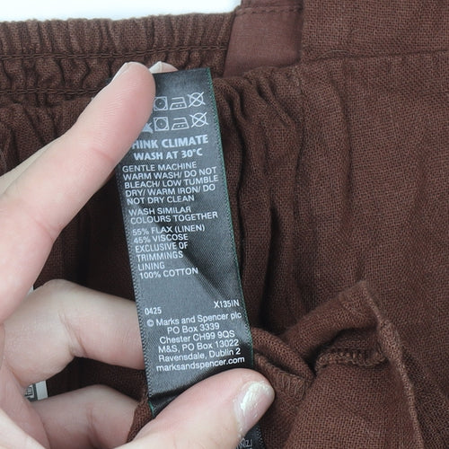 Marks and Spencer Women Brown Linen Viscose Tunic Blouse Size 20