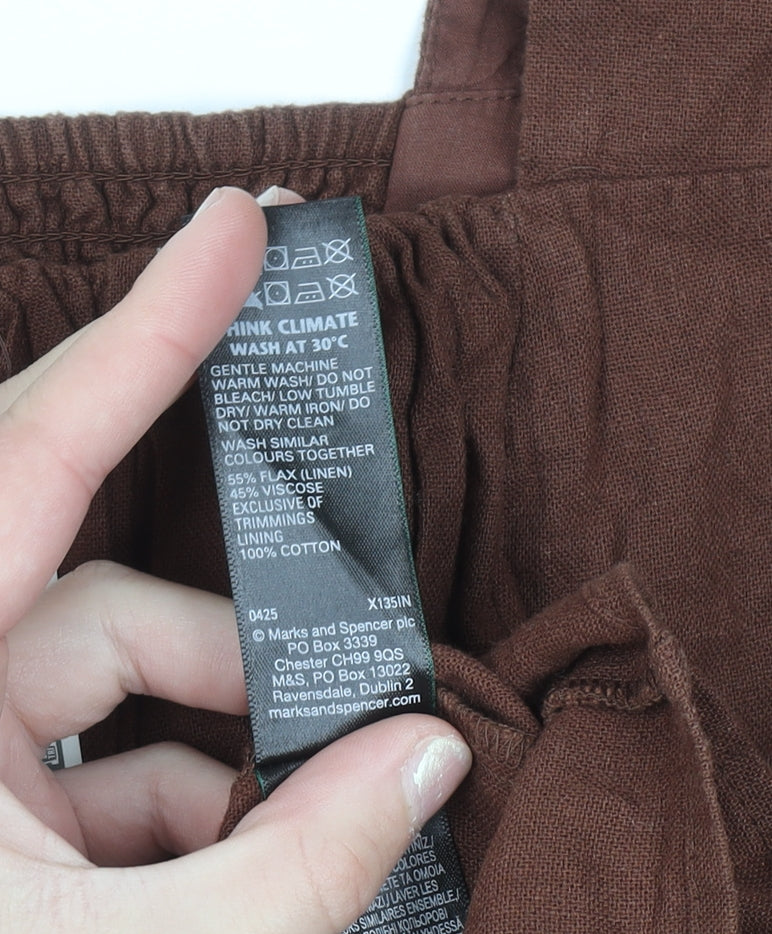 Marks and Spencer Women Brown Linen Viscose Tunic Blouse Size 20