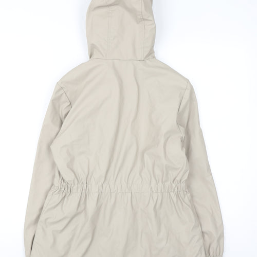 F&F Girls Beige Hooded Parka Coat 11-12 Years Lined Winter Jacket