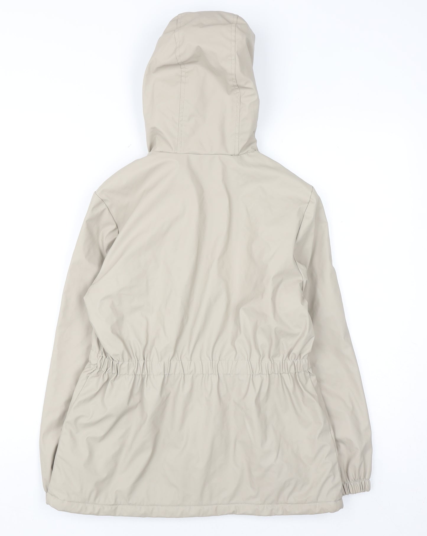 F&F Girls Beige Hooded Parka Coat 11-12 Years Lined Winter Jacket