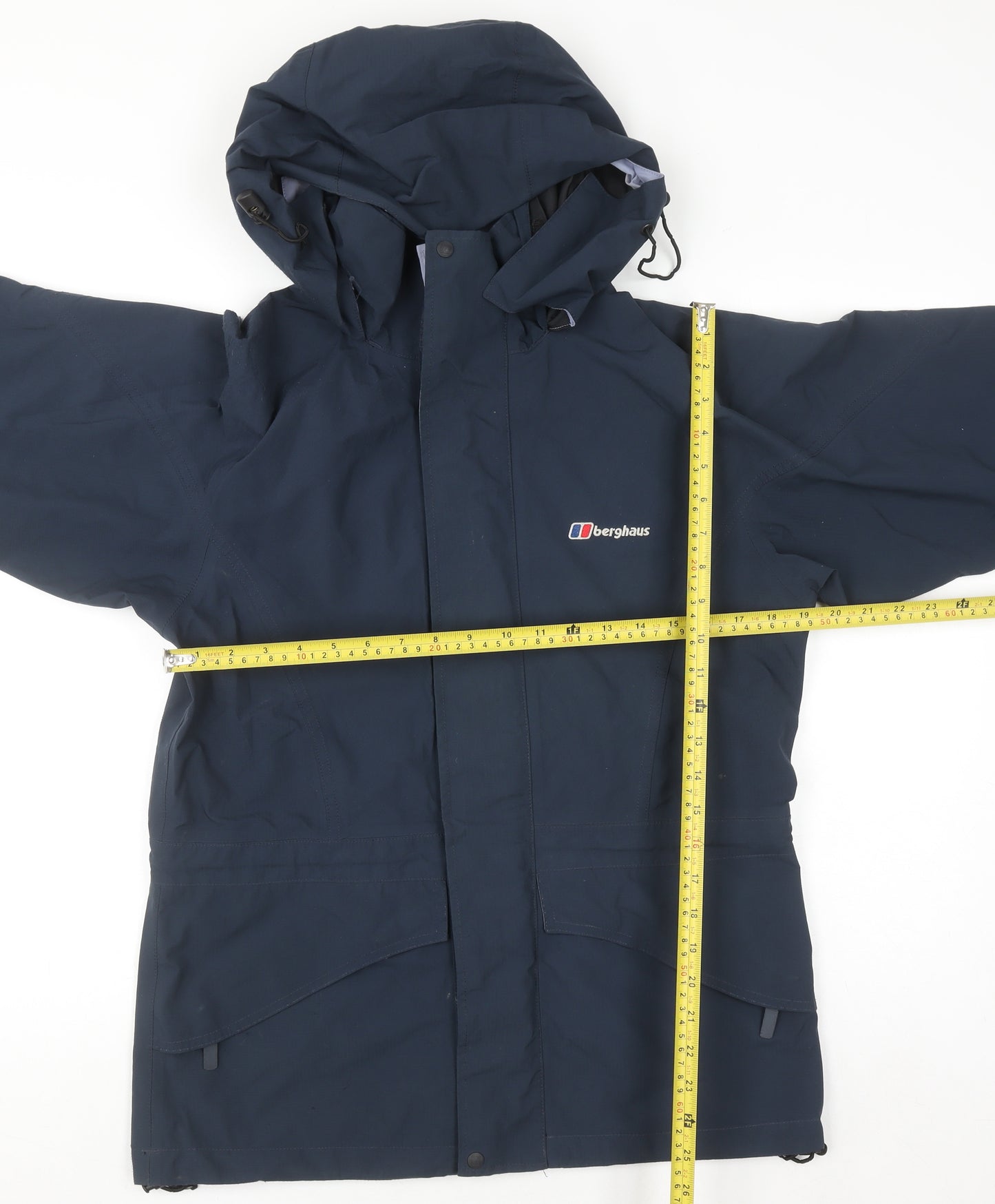 Berghaus Women's Navy Waterproof Gore-Tex Hooded Mid-Length Jacket Size 10