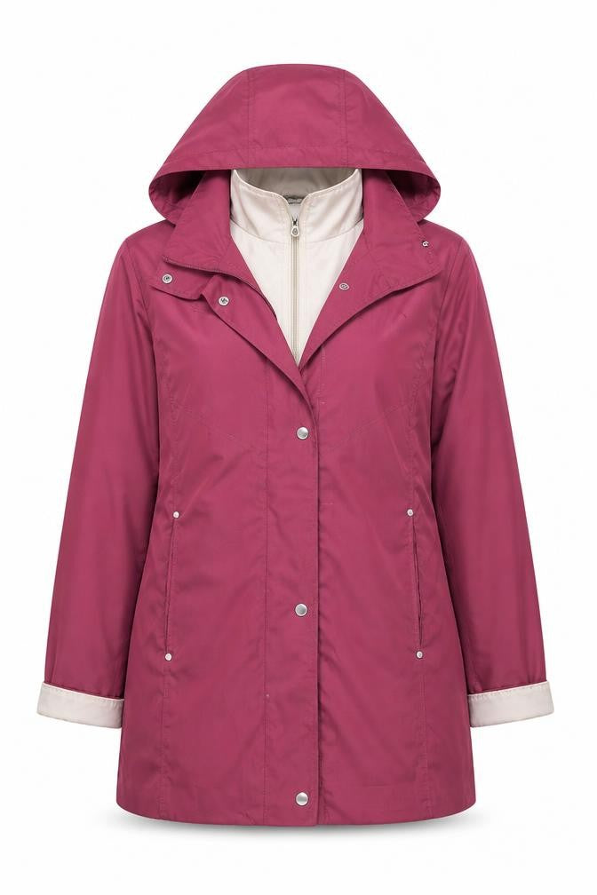 Gabriella Vicenza Womens Pink Size 14 Hooded Rain Coat Lightweight Polyester