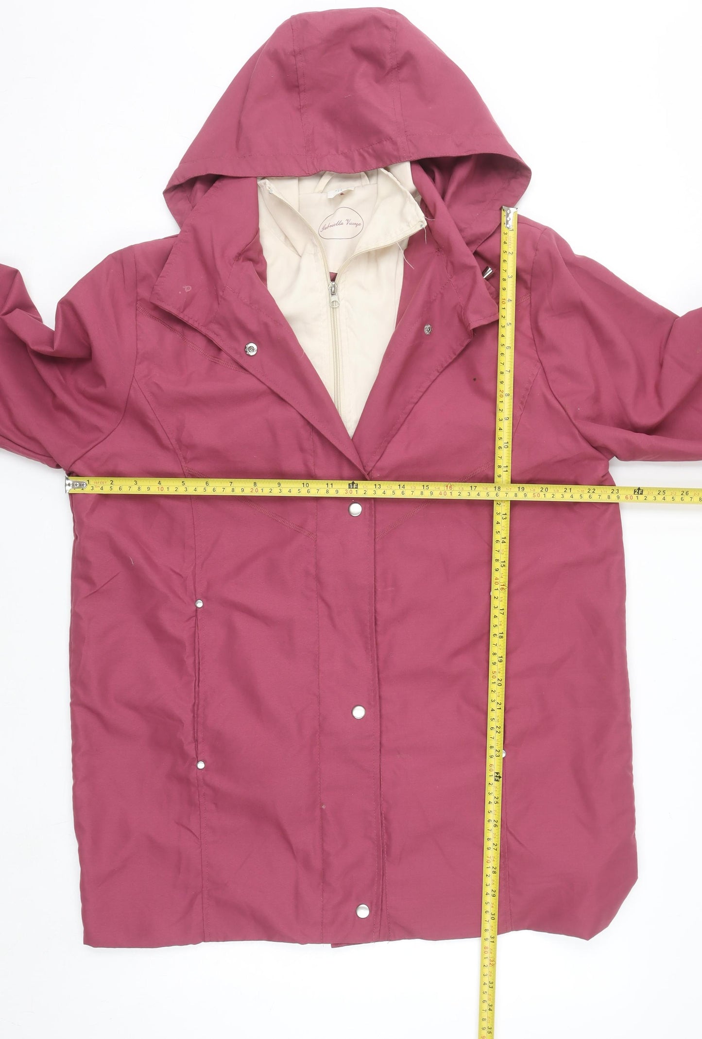Gabriella Vicenza Womens Pink Size 14 Hooded Rain Coat Lightweight Polyester