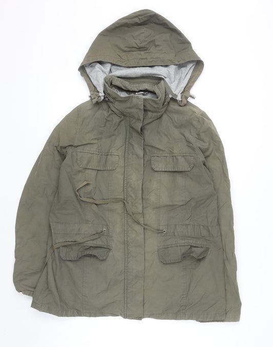 Kew Women’s Green Cotton Hooded Parka Jacket Size 14