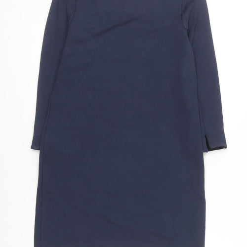 French Connection Women Blue Sheath Dress Size 8 Long Sleeve