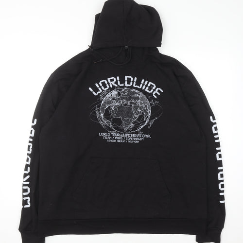 PrettyLittleThing Women Black Size 20 Pullover Hoodie Worldwide Graphic