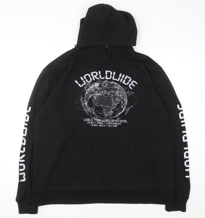 PrettyLittleThing Women Black Size 20 Pullover Hoodie Worldwide Graphic