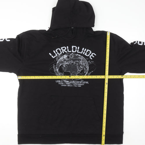 PrettyLittleThing Women Black Size 20 Pullover Hoodie Worldwide Graphic