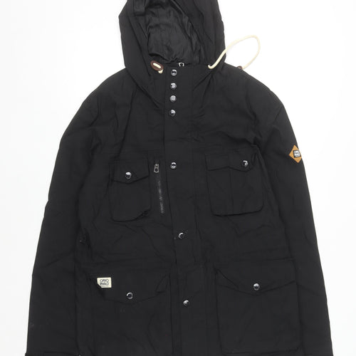 Jack & Jones Men's Black L Hooded Parka Jacket - Lined Waterproof Style