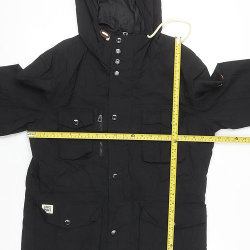 Jack & Jones Men's Black L Hooded Parka Jacket - Lined Waterproof Style