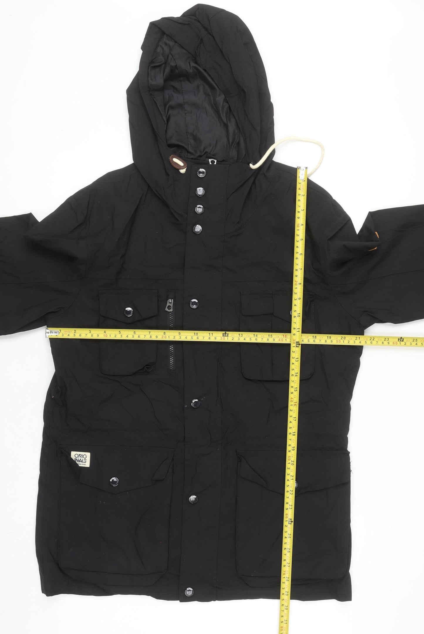 Jack & Jones Men's Black L Hooded Parka Jacket - Lined Waterproof Style