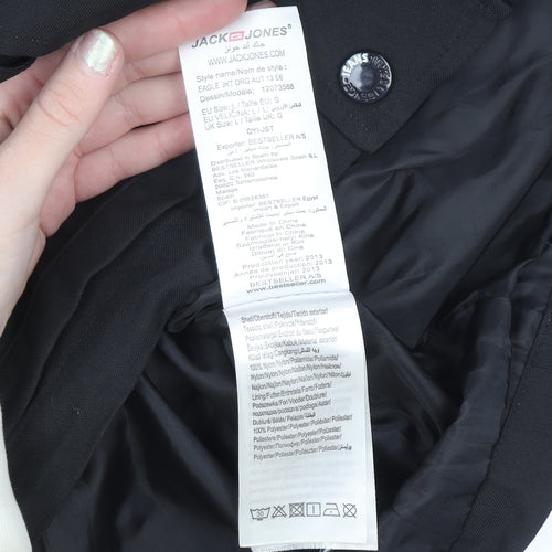 Jack & Jones Men's Black L Hooded Parka Jacket - Lined Waterproof Style