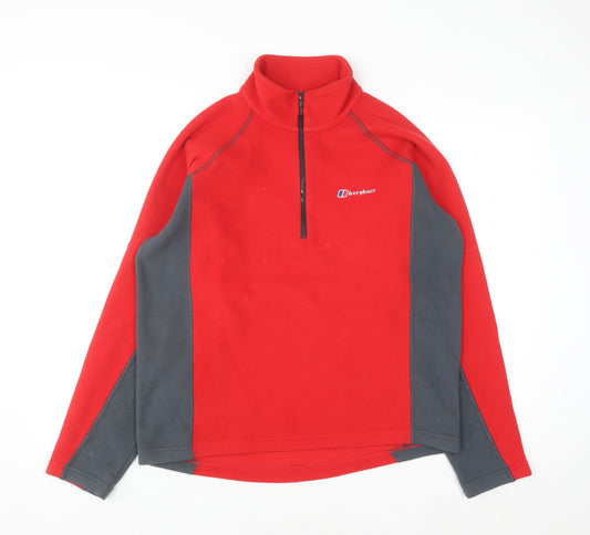 Berghaus Men's Red Fleece Pullover Sweatshirt M Outdoor 1/4 Zip