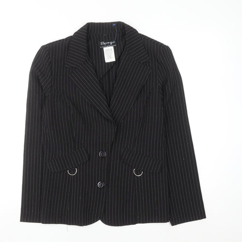 Spago Collection Women Black Pinstripe Two-Button Suit Jacket Size 6