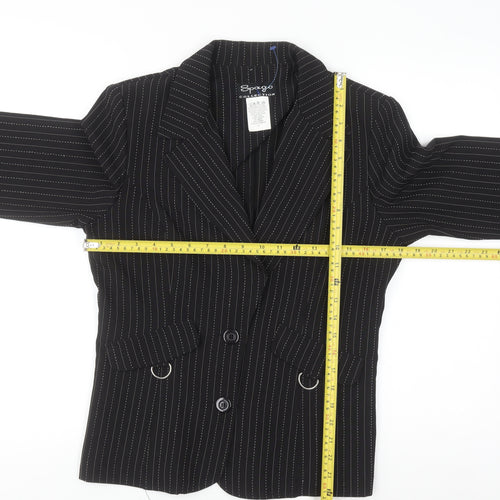 Spago Collection Women Black Pinstripe Two-Button Suit Jacket Size 6