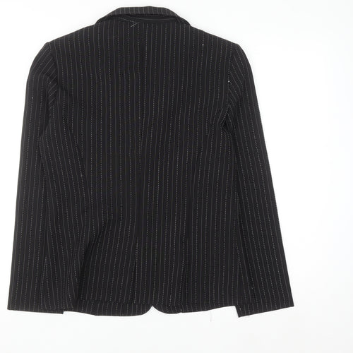 Spago Collection Women Black Pinstripe Two-Button Suit Jacket Size 6