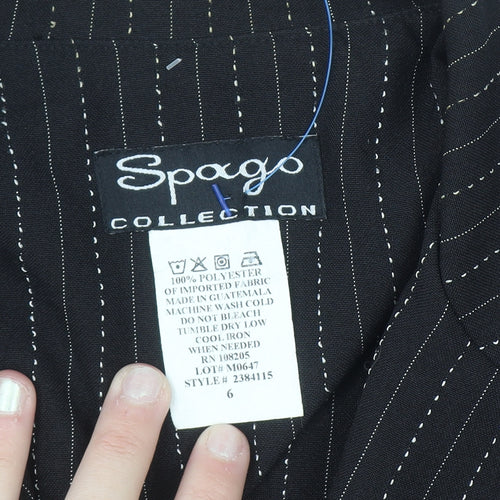 Spago Collection Women Black Pinstripe Two-Button Suit Jacket Size 6