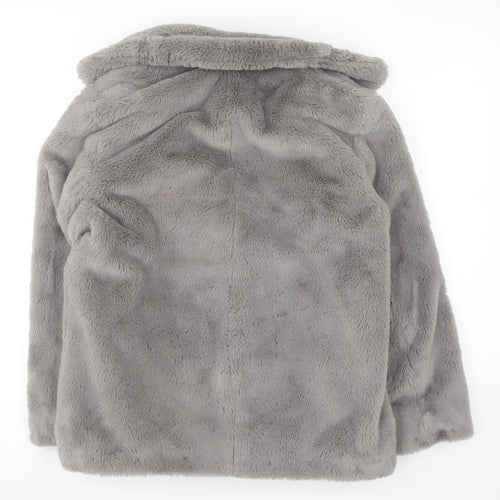 New Look Women’s Grey Faux Fur Mid-Length Coat Size 10