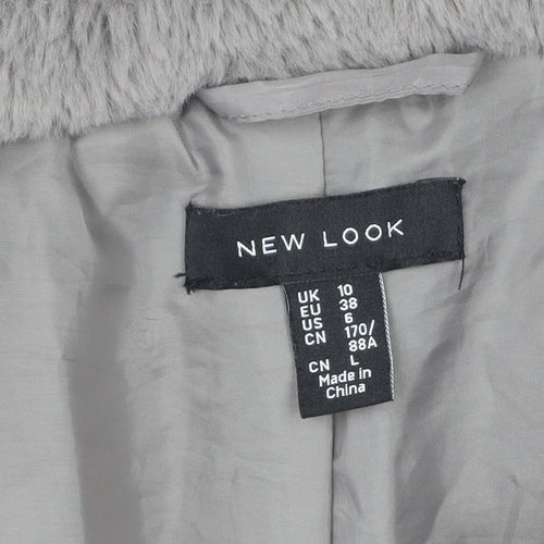 New Look Women’s Grey Faux Fur Mid-Length Coat Size 10