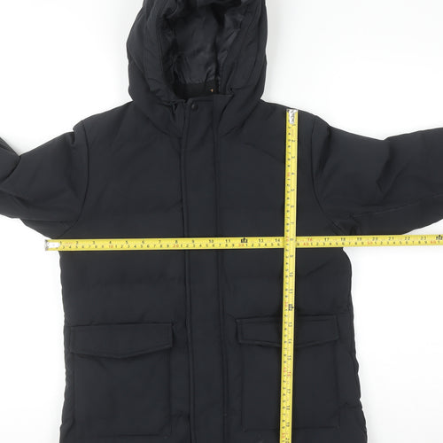 Uniqlo Boys Black 7-8 Years Hooded Puffer Jacket Winter Coat