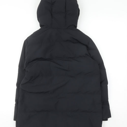 Uniqlo Boys Black 7-8 Years Hooded Puffer Jacket Winter Coat