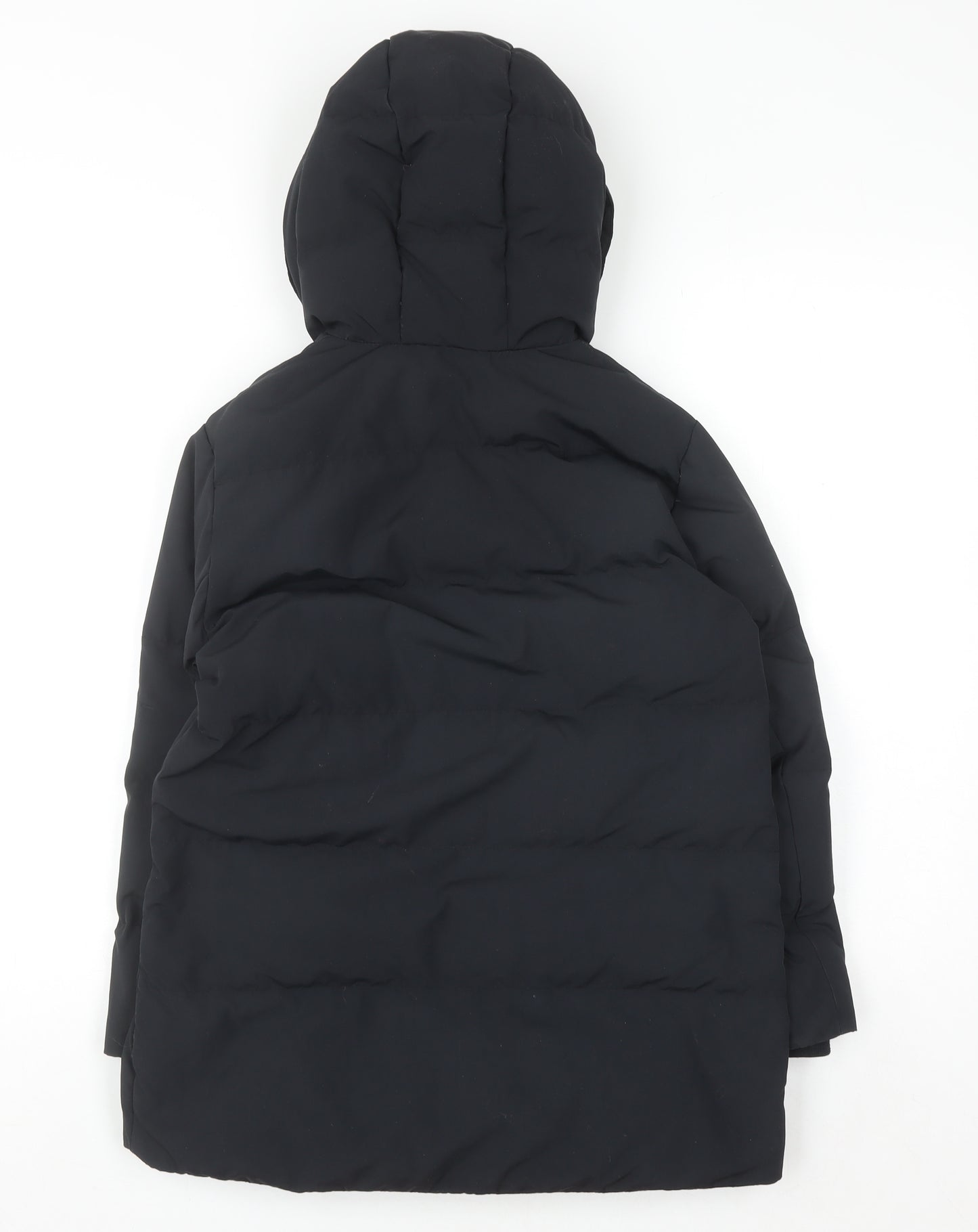 Uniqlo Boys Black 7-8 Years Hooded Puffer Jacket Winter Coat
