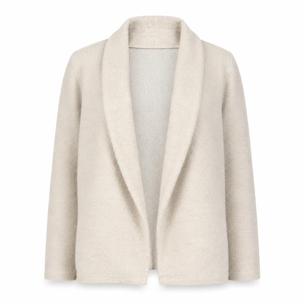 Front view of Springfield Women Beige Wool Blend Open Cardigan, size 12