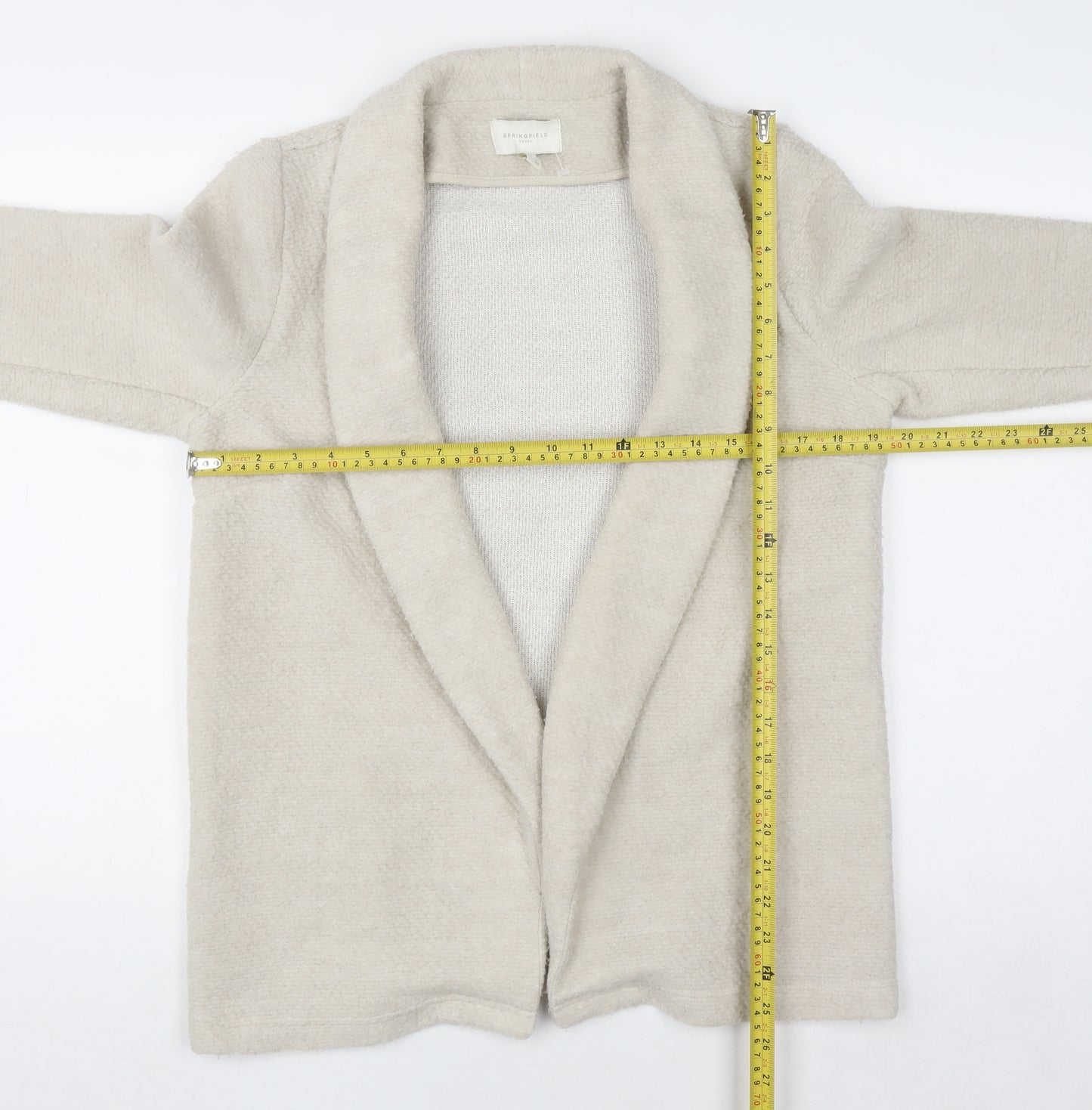 Springfield Women Beige Wool Blend Open Cardigan Size 12