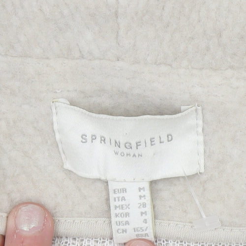 Springfield Women Beige Wool Blend Open Cardigan Size 12
