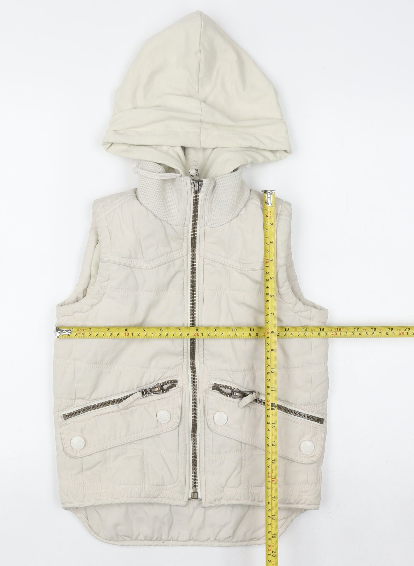 Soul Cal Women's Beige Hooded Padded Waistcoat XS