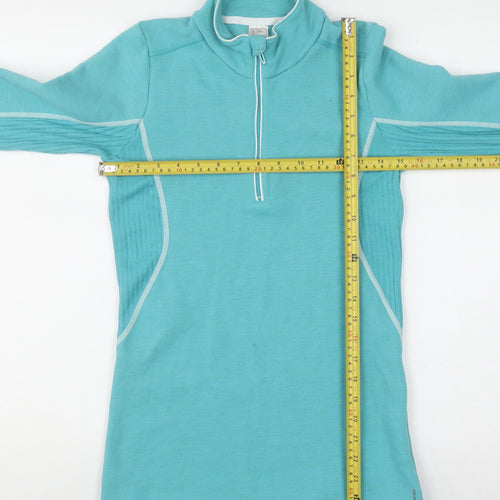 Wedze Women’s Blue 1/4 Zip Pullover Sweatshirt Size S Merino Wool Blend