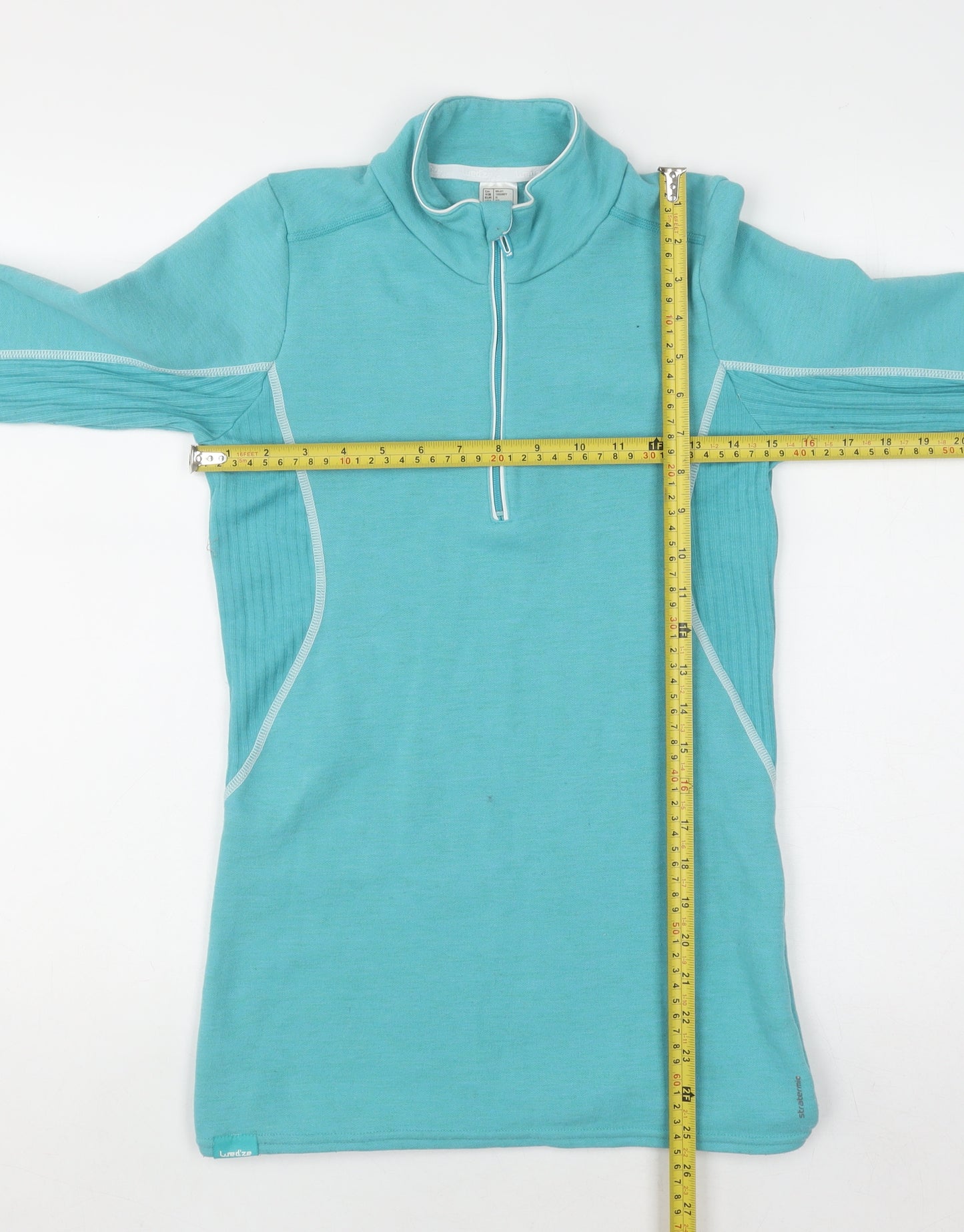 Wedze Women’s Blue 1/4 Zip Pullover Sweatshirt Size S Merino Wool Blend
