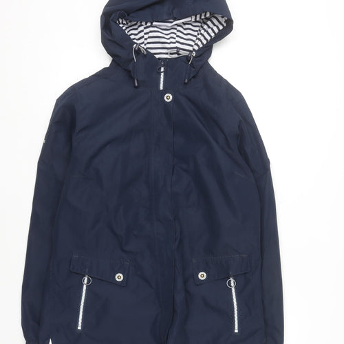 Trespass Womens Navy Waterproof Hooded Rain Coat UK 12 Medium