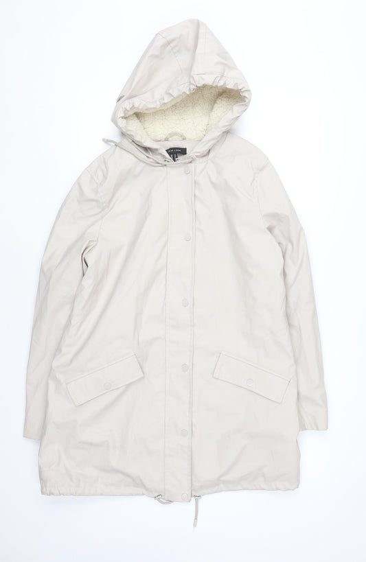 New Look Women’s Beige Hooded Parka Coat Size 12 Waterproof Lined