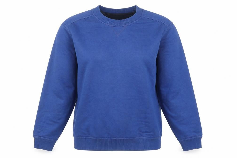 Front view of James Pringle Women's Blue Cotton Blend Pullover Sweatshirt, size S