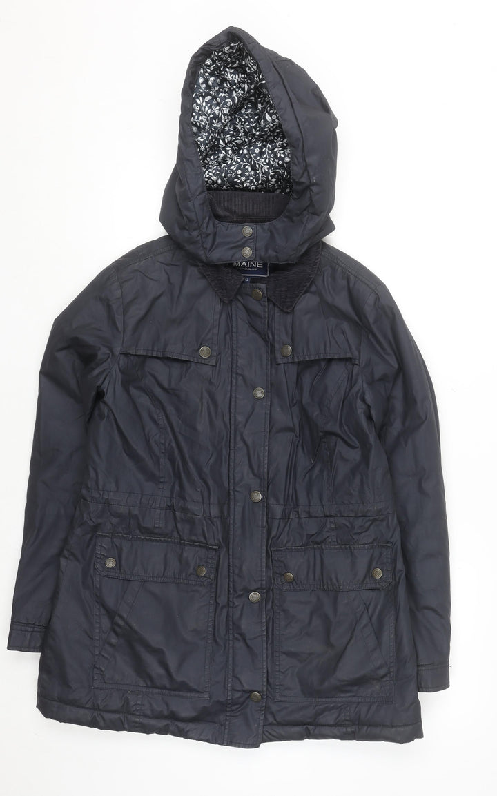 Maine New England Women's Blue Hooded Parka Jacket Size 12