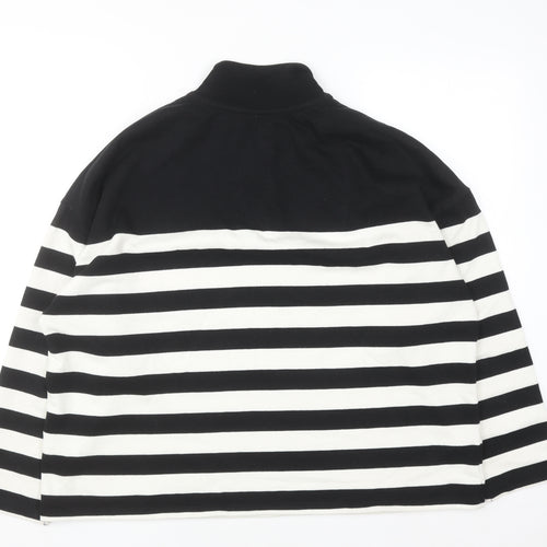 Tu Woman Black & White Striped 1/4 Zip Pullover Sweatshirt XL